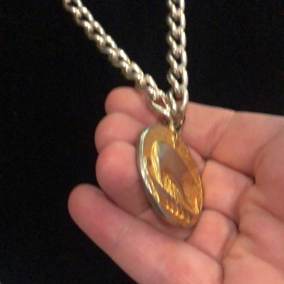 Vintage 80’s /90’s. hip hop style long necklace two- tone gold nautical pendant - Picture 5 of 10